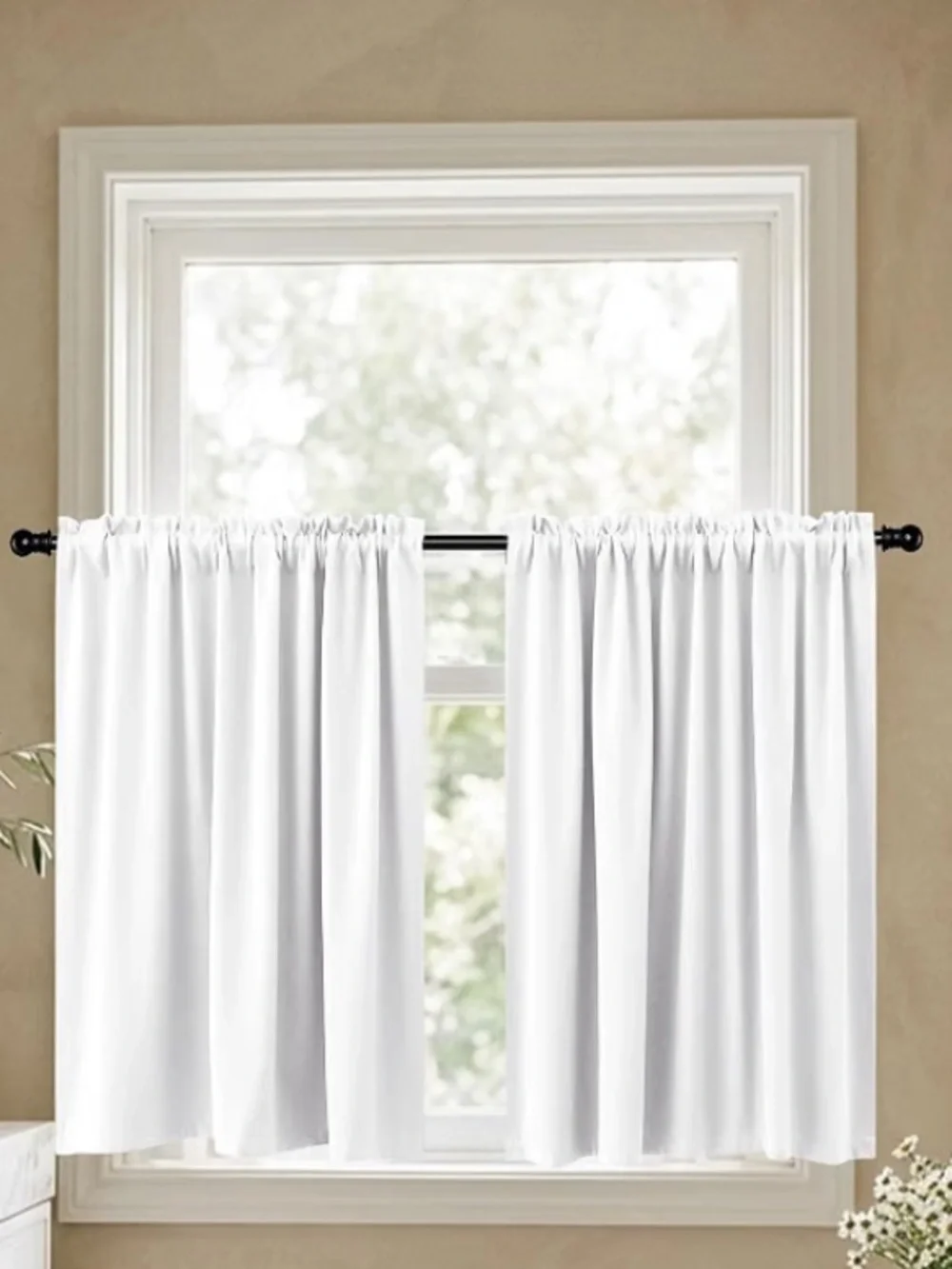 Classic White Café Curtains - set of 12 panels